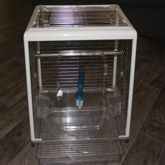 Brand New Stainless Steel, White & Acrylic ASSEMBLED Birdcage for Small Birds!