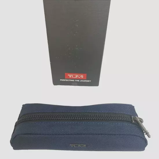 TUMI Accent Travel Accessory Small Modular Pouch Cord Bag Navy Blue Black Trim