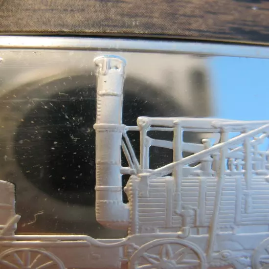 2 .OZ SILVER INGO-TBAR LOCOMOTIVE- TRAIN 1813 PUFFING BILLY FRANKLIN MINT+GOLD"