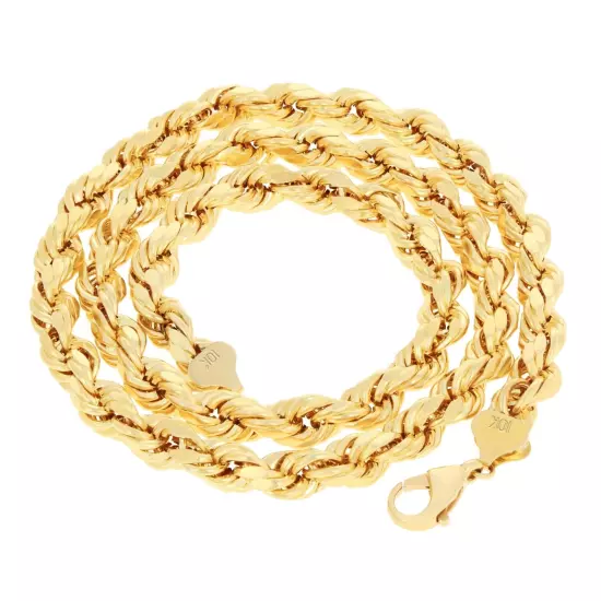 10K Yellow Gold Rope Diamond Cut Mens Chain Bracelet 8" -9" 6mm 7mm 8mm 9mm 10mm