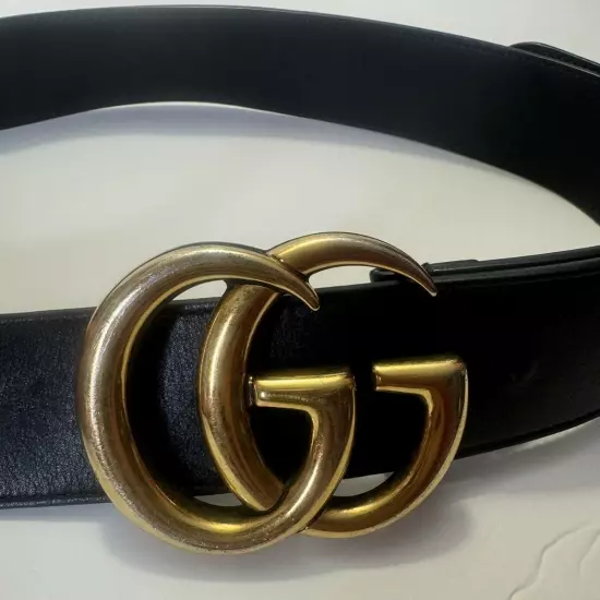 GUCCI Authentic Women’s Leather Belt Interlocking GG Black 38” Preowned 80.32