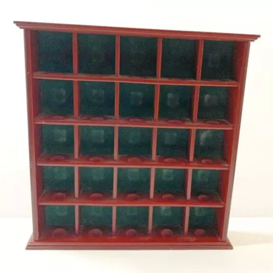 25 Slot Wood Golf Ball Marble Display Case Rack Shelf Wall Mount 13 X 13.75”