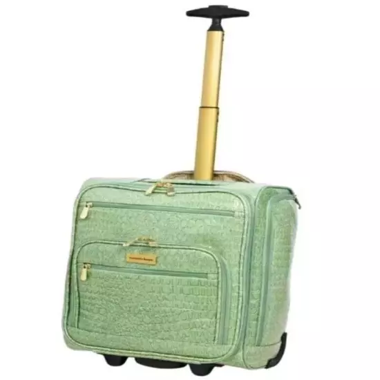 Samantha Brown Croco Embossed Spinner Luggage Travel Underseater Bag Sage Green