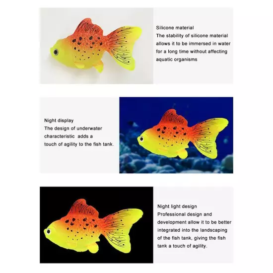 1pc Fish Tank Fish Glow Dark Goldfish Fake Fish Artificial Floating Moving H1G8