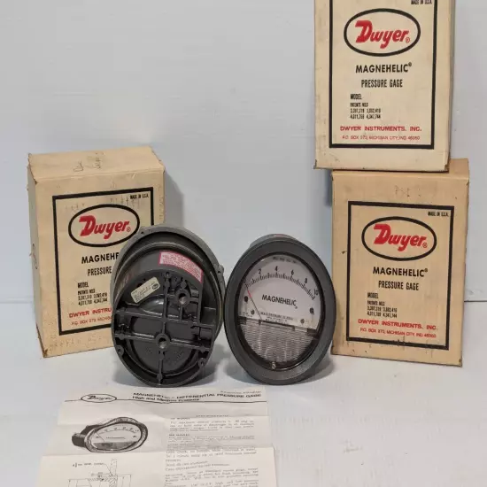 Lot of 4 Dwyer Magnehelic pressure gages w/ 3x measuring 0-20 in Hg, 1x 0-10PSI