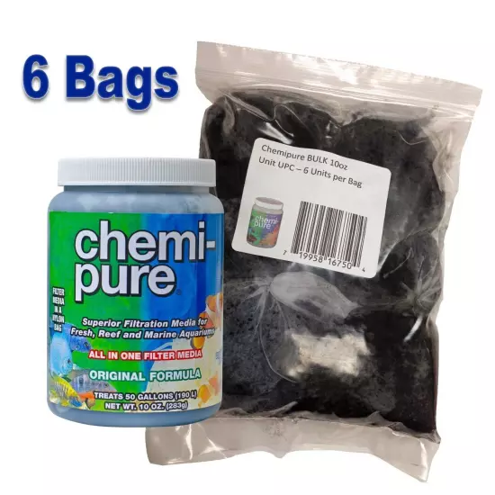 Boyd Enterprises Chemi Pure Bulk 10 oz (6 pack) Aquarium Filter Media Bags