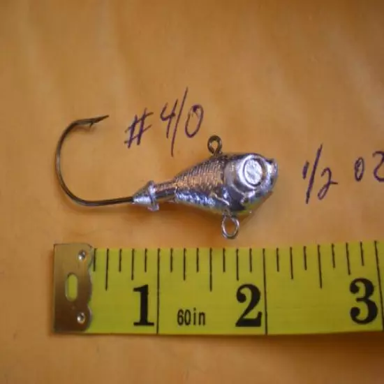 27 PCS. ULTRA MINNOW JIG LURE 5/8,1/2,3/8 OZ. #4/0 WITH TWO EYES/UNPAINTED 9 EA.