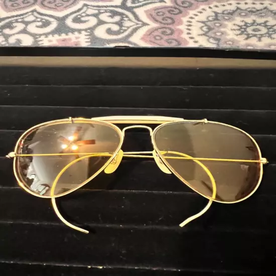 Vtg B&L Ray Ban Outdoorsman Sunglasses 58[]14 USA Amber