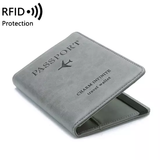 RFID Blocking Leather Passport ID Card Holder Pocket Travel Wallet Case Cover US