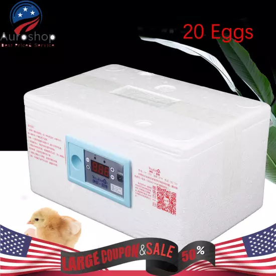 20 Egg Incubator Chicken Quail Hatcher Automatic Incubators for Hatching Eggs