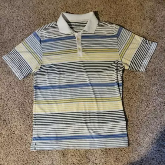 Mens Nike Golf Shirt Size Medium Striped Short Sleeve Dri Fit Polo