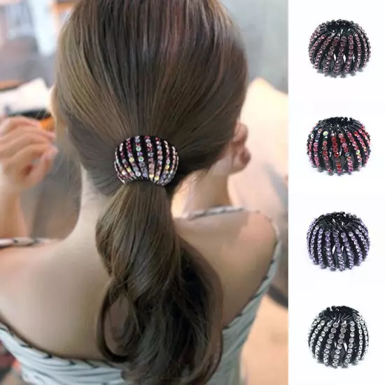 Women Bird Nest Expanding Ponytail Tail Hair Bun Holder Clip Claw Girls Hairpin