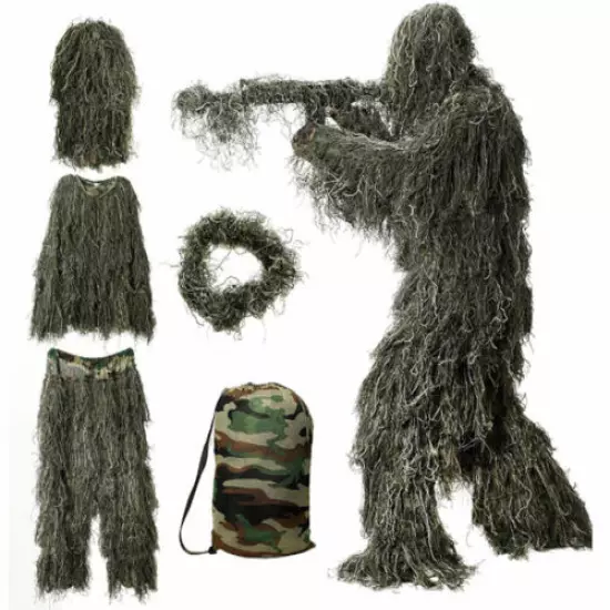 Adult Hunting Woodland Desert Camo Sniper Tactical Camouflage Suit Ghillie Suit 