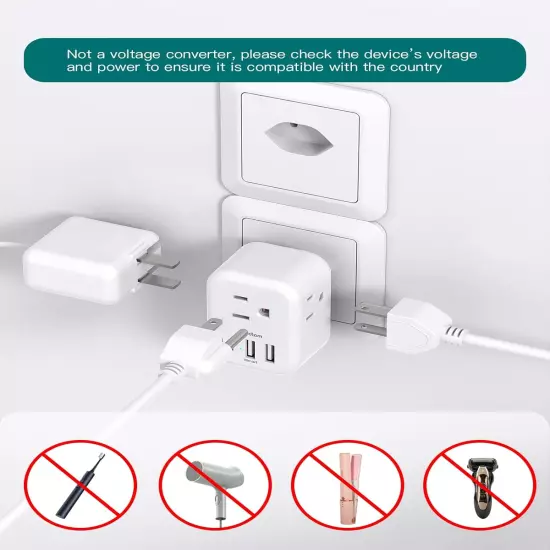 Switzerland Travel Plug Adapter, Swiss Outlet Adapter with 3 Outlets 3 USB Charg