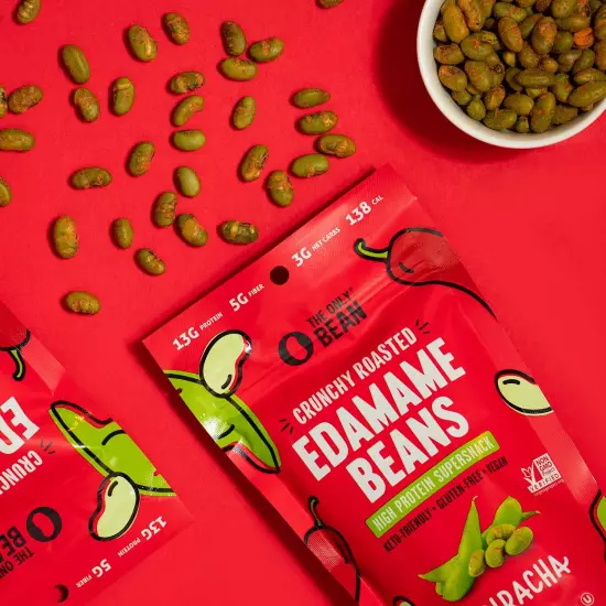 Crunchy Roasted Edamame Snack (Sriracha), High Protein Snacks (13G) Healthy Prot