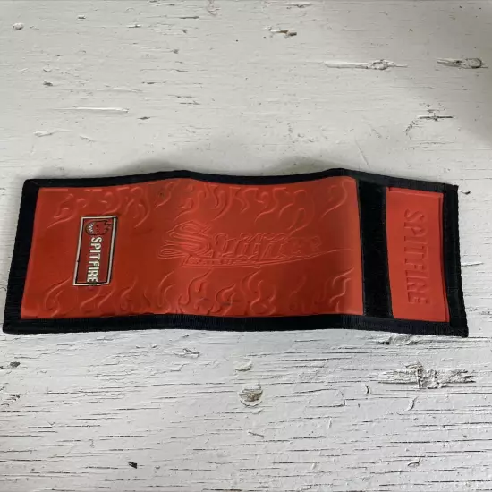 VINTAGE Spitfire Wallet Orange Black 90’s Canvas And Tire Very Rare! Flame Logo