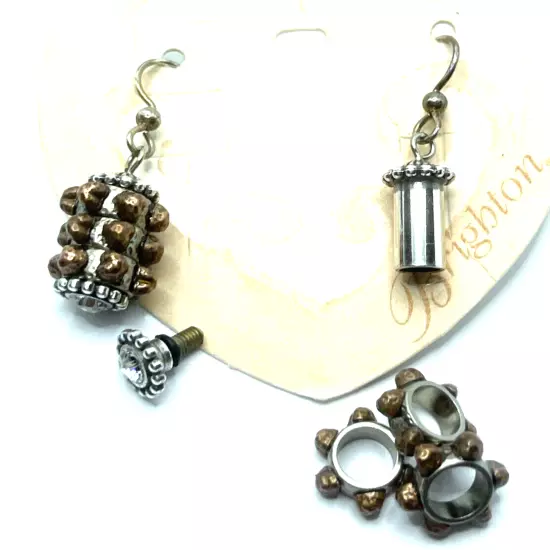 Brighton Twist Twinkle + 6 Art & Soul Bronze Mini Hearts Thin Beads Earrings NWT