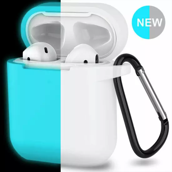 For Apple AirPods Case 1/2 Silicone Protector Shockproof Full Cover + Keychain