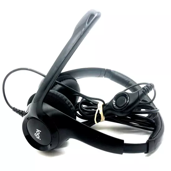 Logitech Logi Headphone Headset Wired Black USB Padded Ears Volume Control A8 