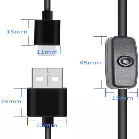 3A USB Type C Cable On/Off Power Button Switch Raspberry Pi & Phone