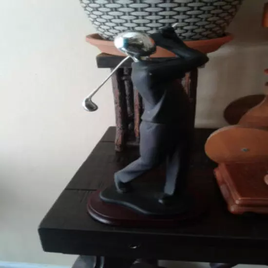 nice GOLF PLAYER MALE Resin Sculpture black and silver decoration