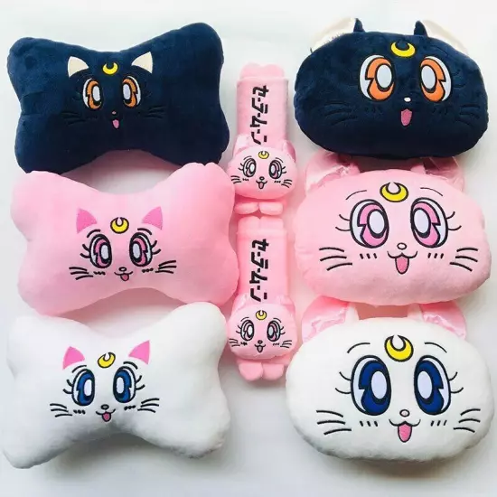 Sailor Moon Cat Neck Pillows soft Car belts Headrest Seat Head Cushion