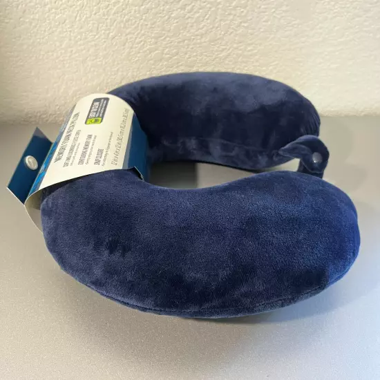 Protege Microfiber Travel Neck Pillow 100% Polyester Fleece Knit, Navy Blue