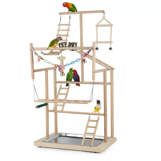 Pet Parrot Playstand Parrots Bird Playground Bird Play Stand Wood Perch Gym Play