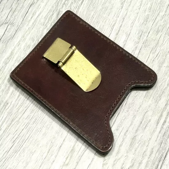 Fossil Money Clip Leather Wallet Card Holder Brown Leather