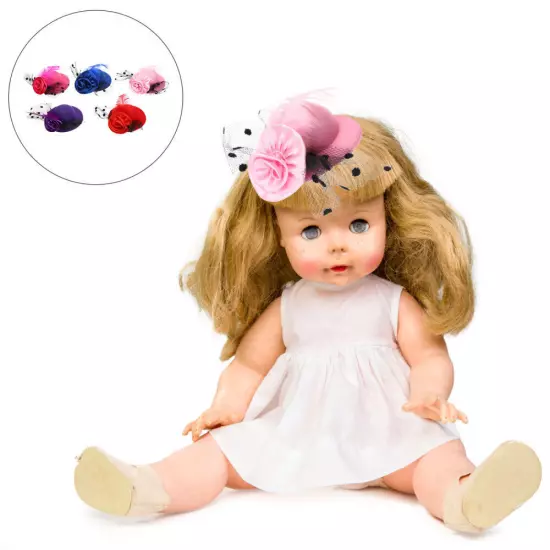 6PCS Mini Tea Party Hats DIY Colorful Hair Accessories Doll Dress up Tops Hats