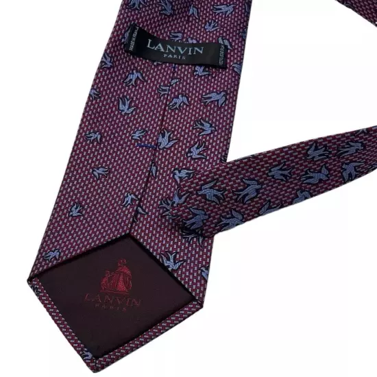 LANVIN Blue/Red Bird Silk LUXURY Tie FRANCE