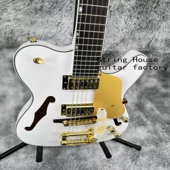 TELE Custom New Gloss White Electric Guitar Gold Hardware 2H Pickups Bigsby