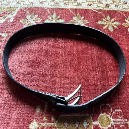 Vtg KENNETH COLE Men's Black Crackled Genuine ITALIAN Leather Belt sz. 40-42