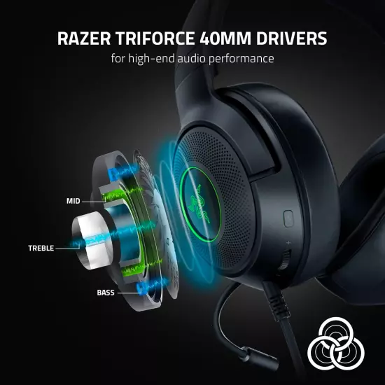 Kraken V3 X Wired USB Gaming Headset: Lightweight Build - Triforce 40Mm Drivers 