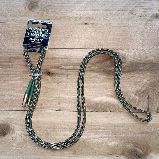 Support Our Troops 8-Pin To USB Extra Heavy Duty 10ft Charge/Sync Cable Camo