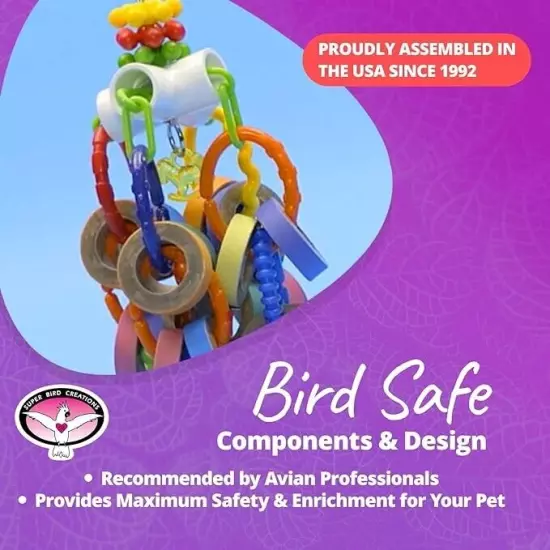 Super Bird Creations SB1107 Bagel Cascade Bird Toy, Large Bird Size, Refillable