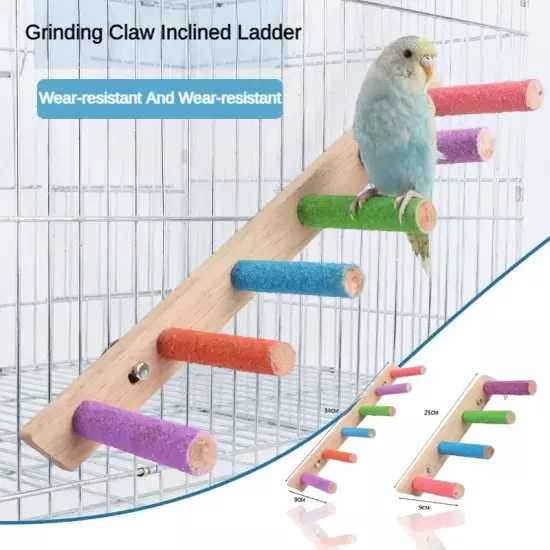 4/6 Steps Wood Ladder Pet Interactive Bird Parrot Toy Ladder for Hamster Cage Fu