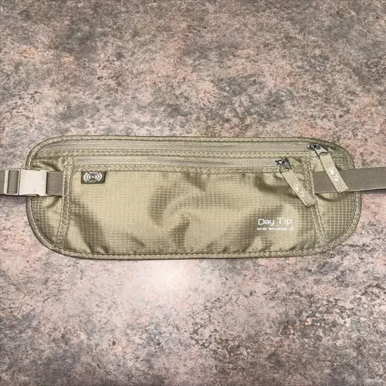 1Pc Money Belt Pouch Hidden Travel Wallet Passport ID Holder Secure Khaki Unisex