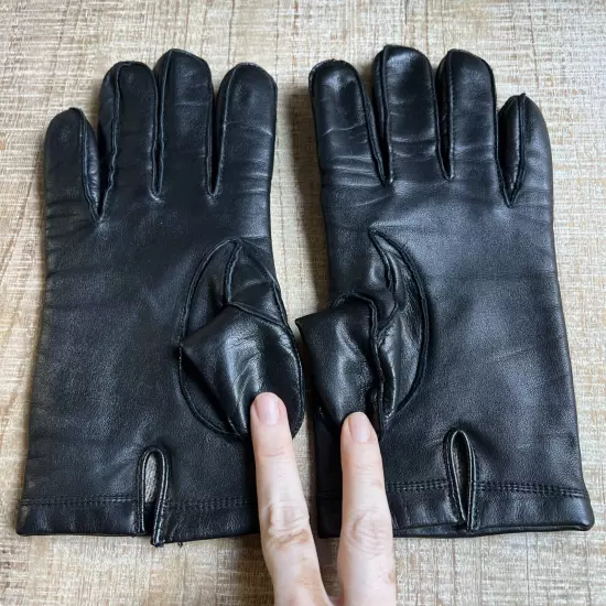 Lord & Taylor Mens Leather Gloves 100% Cashmere Lining Size S Black Driving Soft