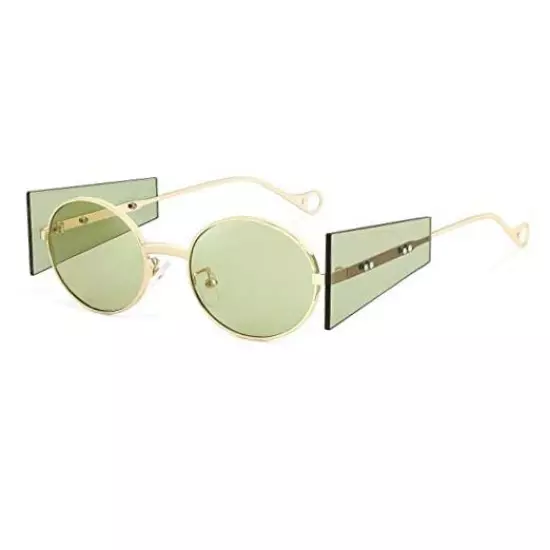  Women Men Futurisitc Hipster Round Sunglasses 53 Millimeters Green Lens