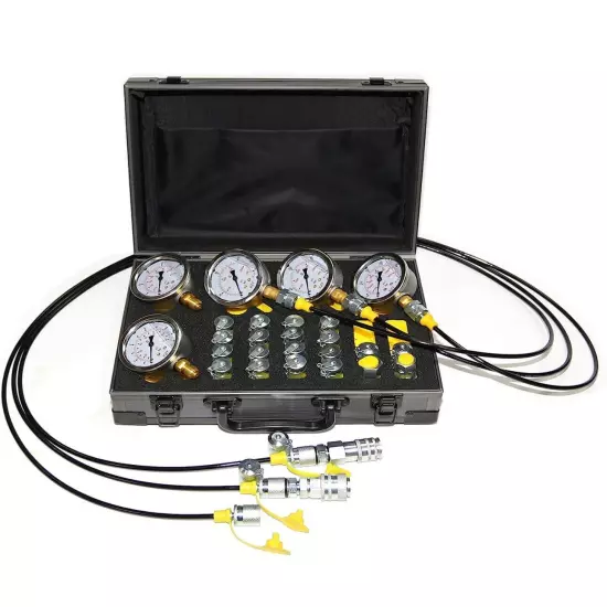 60P Hydraulic Pressure Test Kit with 5 Gauges 24 Couplings 3 Hoses for Excavator