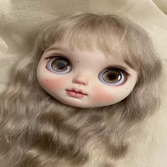 Handmade Blythe Doll Faceplate - White Skin RBL Custom with Full Makeup