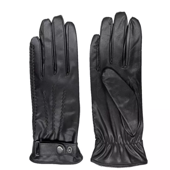 Men's GENUINE SHEEPSKIN soft leather Braided winter gloves w/ Cashmere lining 