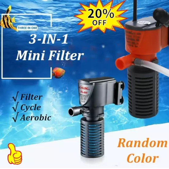 3 in 1 Aquarium Filter Submersible Oxygen Internal Fish Tank Water 2024