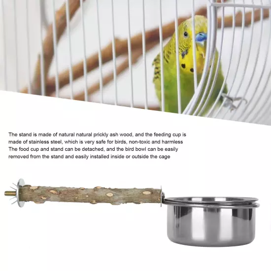 Parrots Stainless Steel Feeding Cups With Clamp Holder Birds Water Food Bowl AD5