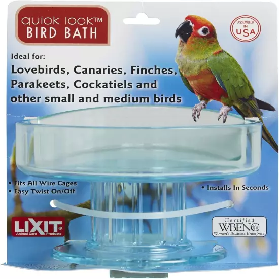 Lixit Quick Lock Bird Cage Bath for Lovebirds, Canaries, Finches, Parakeets,... 