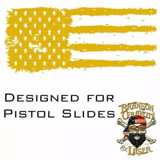 Pistol Stencil - Tattered Flag - High Heat Vinyl Stencil - erakote Stencil