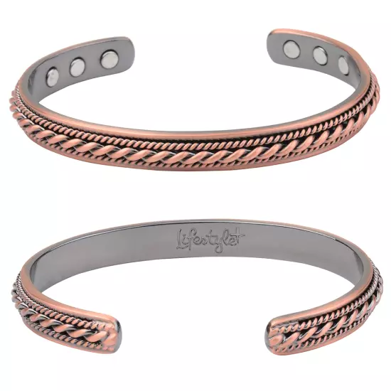 Copper Magnetic Bracelet Pain Energy Arthritis ADJUSTABLE CUFF MEN WOMEN USA S1