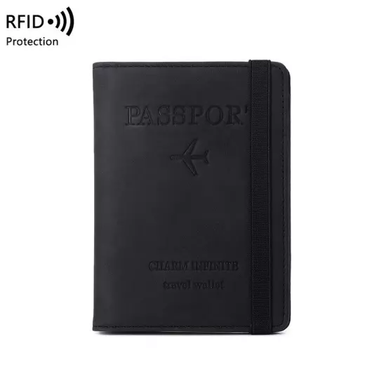 RFID Blocking Leather Passport ID Card Holder Pocket Travel Wallet Case Cover US