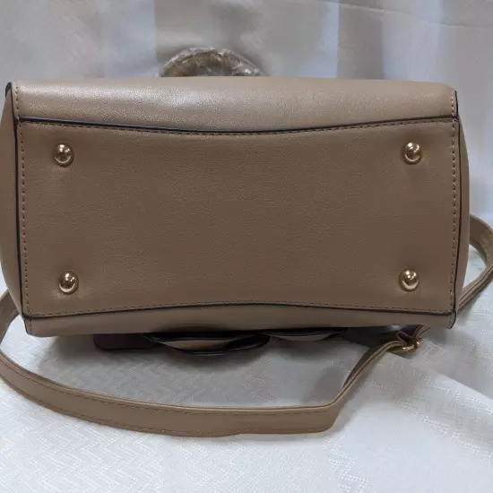 L'ARTISTE-HB-BLOOM TAN VEGAN LEATHER MULTI COMPARTMENT STUNNING HANDBAG